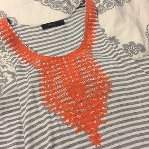 Striped maxi dress with embroidered detail